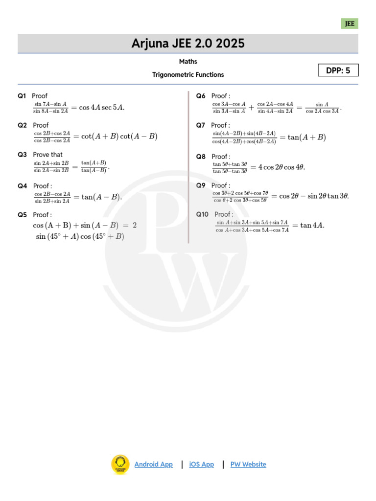 JEE 2025 Trigonometric Proofs Guide | PDF | Euclidean Geometry ...