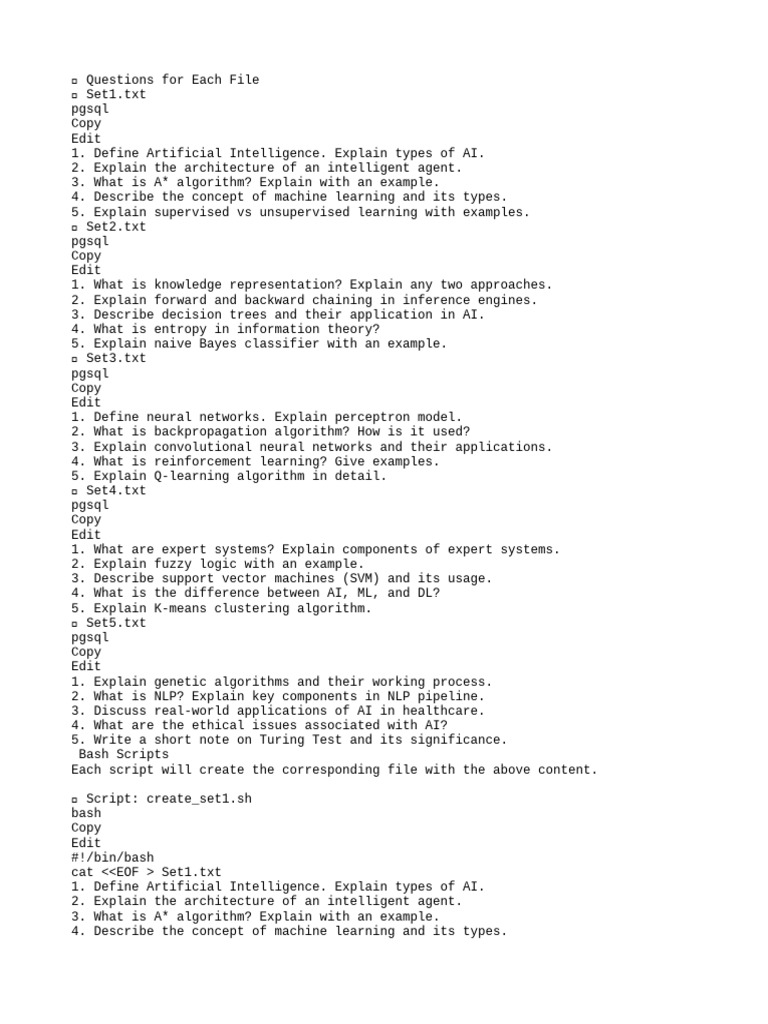 AI Question Sets and Bash Scripts | PDF | Artificial Intelligence ...