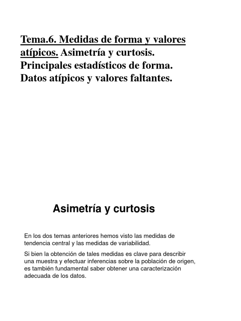 Asimetria y Curtosis PDF Oblicuidad Teoría estadística