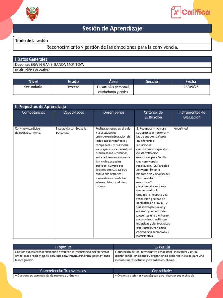 Reconocimiento y Gestión de Las Emociones para La Convivencia. | PDF ...