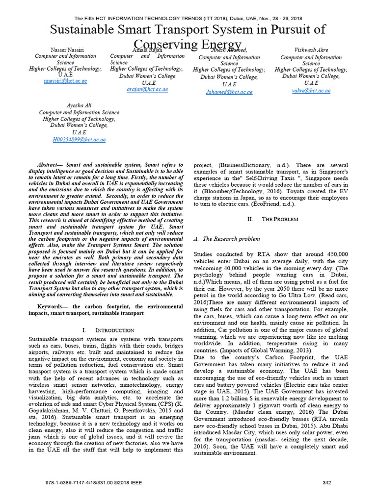 Smart Sustainable Transport in UAE | PDF | Transport | United Arab Emirates