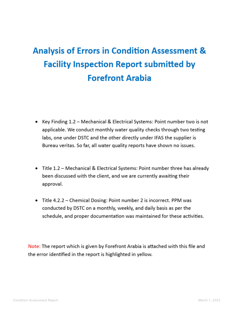 Condition Assessment of M1 Project Systems | PDF | Safety
