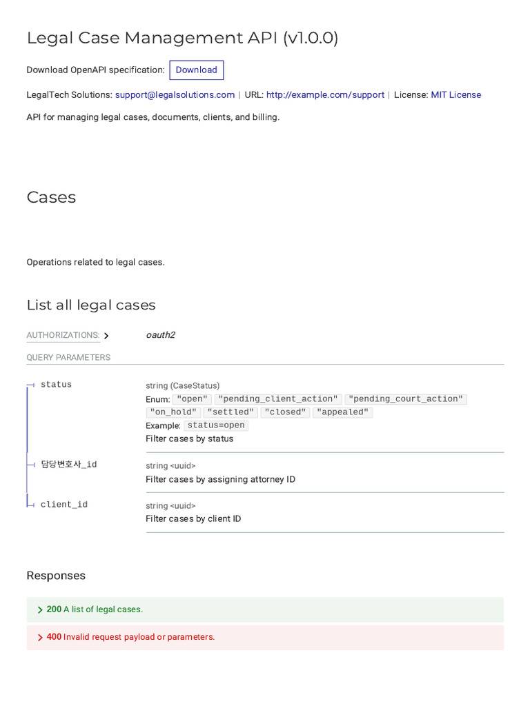 Legal Case Management API | PDF | Json | Computer Data
