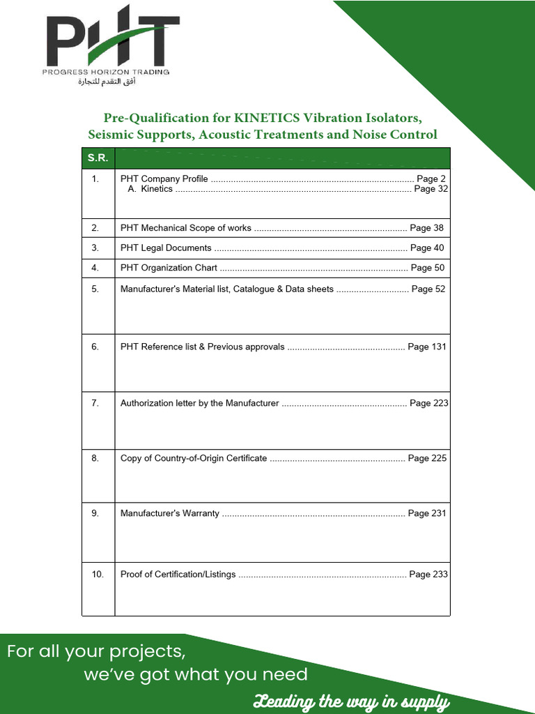 PHT - Kinetics - Pre-Qualification | PDF | Cable Television | Valve