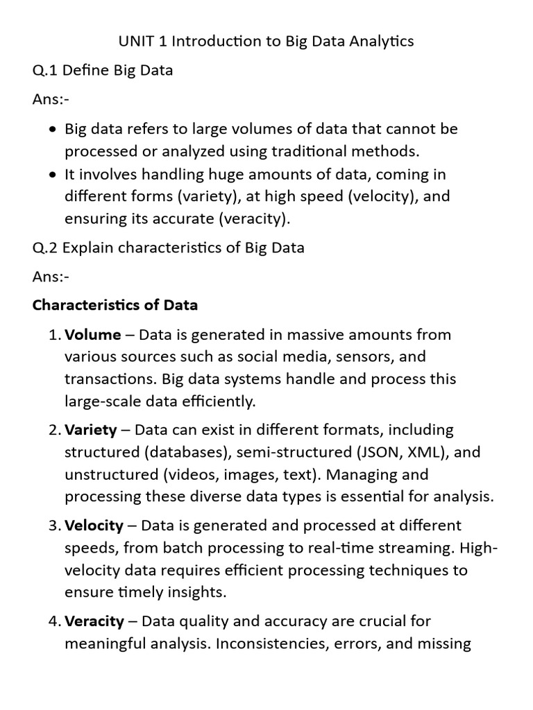 Super 25 Unit 1 and Unit 2 (1) | PDF | Analytics | Big Data