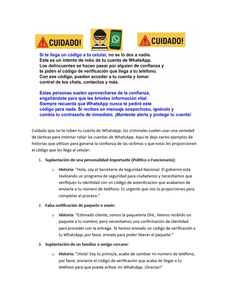 Cuidado Que No Te Roben Tu Cuenta de WhatsApp | PDF