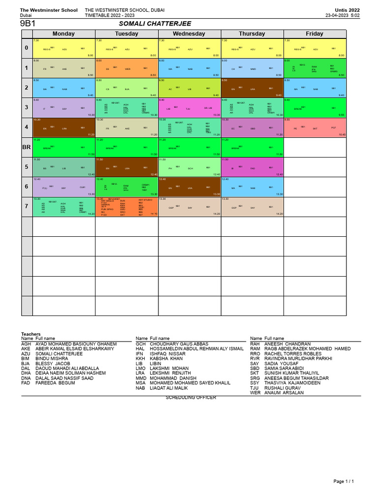 9B1-_TIMETABLE | PDF