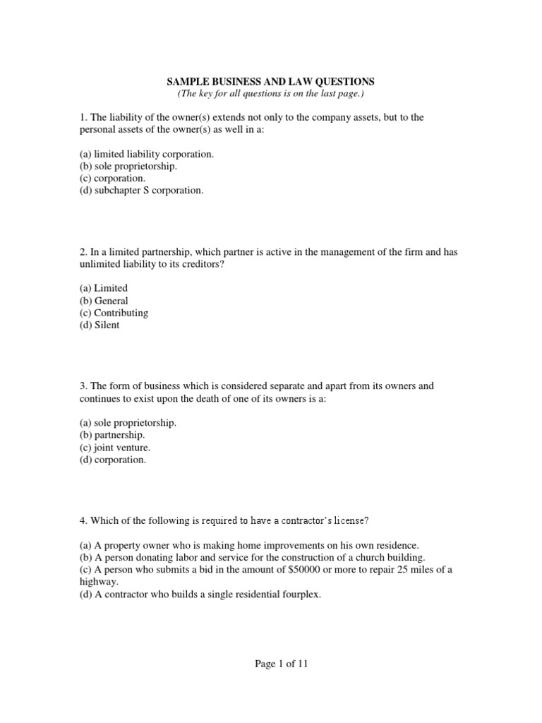 FAQ Example Test Questions PDF Independent Contractor Employment