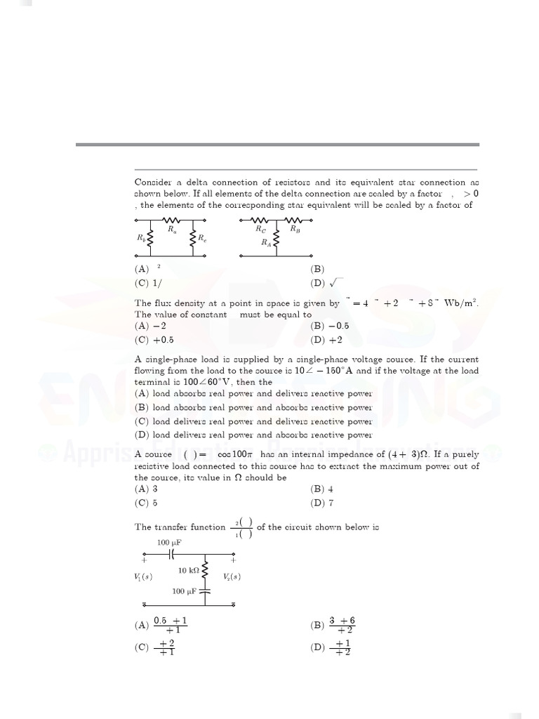 GATE EE 2013 Electric Circuits Solutions | PDF | Capacitor | Electrical ...