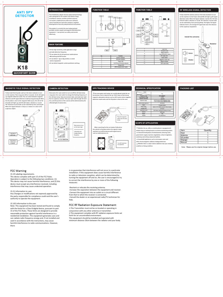 K18 Detector User Manual | PDF | Electromagnetic Interference | Radio