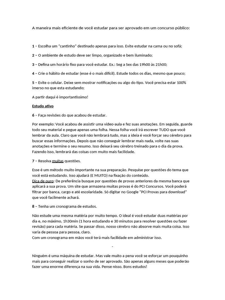 Dicas de Como Estudar | PDF