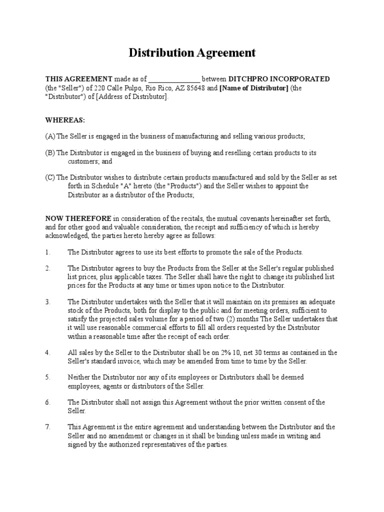 Distribution+Agreement Short+Form List Price Sales