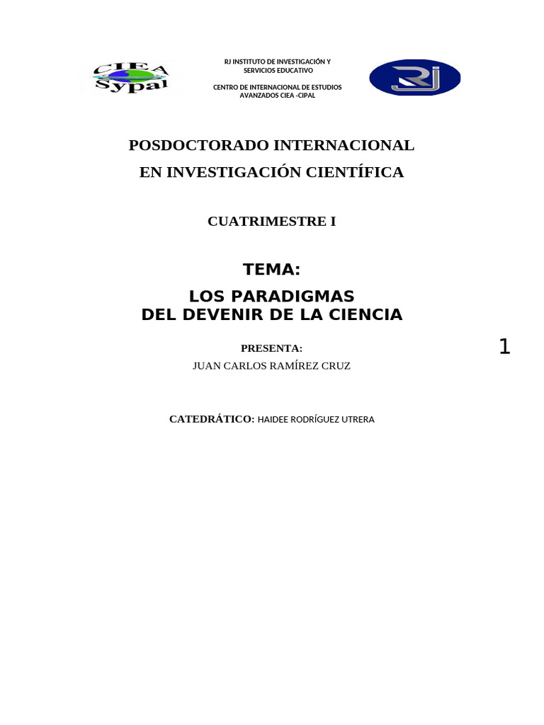 Los Paradigmas Del Devenir de La Ciencia | PDF | Paradigma | Conocimiento