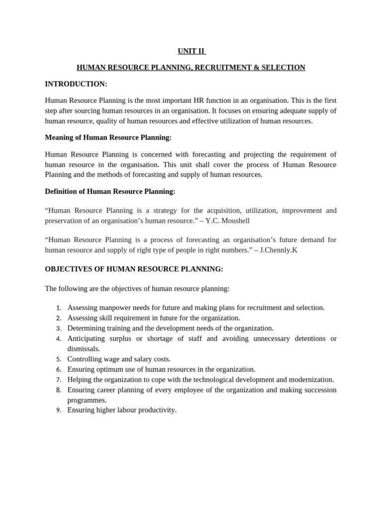 Human Resource Planning & Recruitment Guide | PDF | Recruitment | Human ...