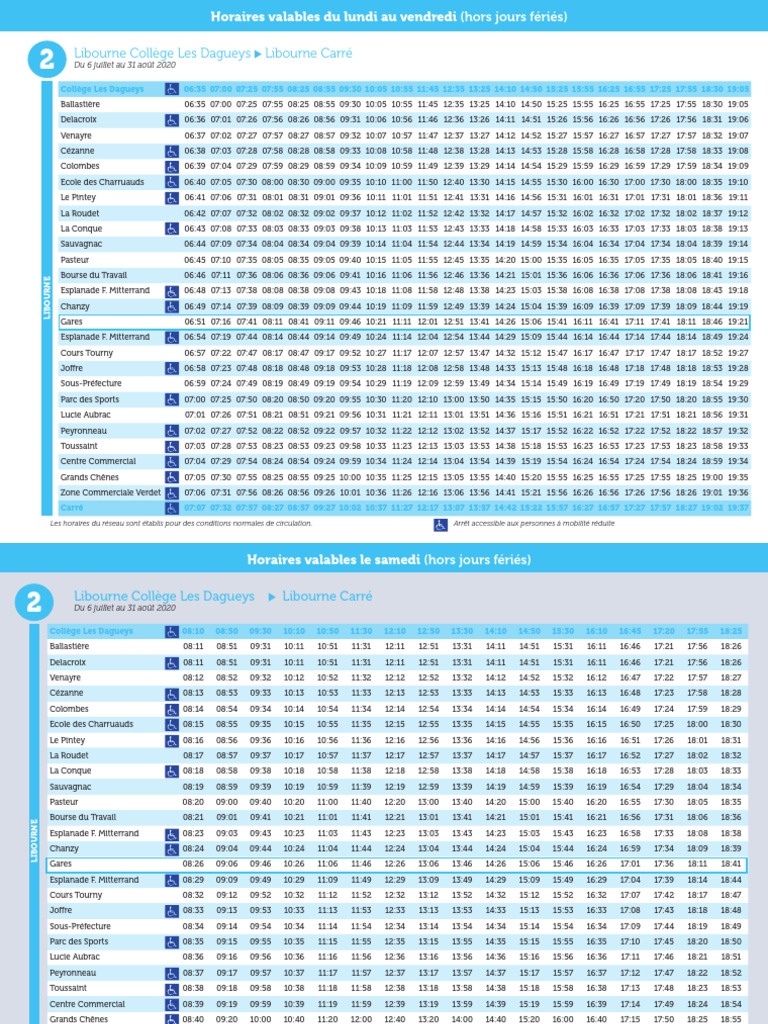 Horaires Calibus Libourne 2025 | PDF