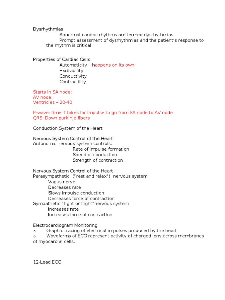 Dysrhythmias Notes | PDF | Artificial Cardiac Pacemaker | Cardiac ...
