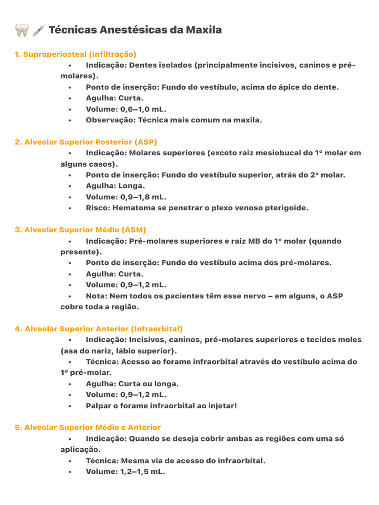 Técnicas de Anestesia Dental Maxilar e Mandibular | PDF | Dente humano ...