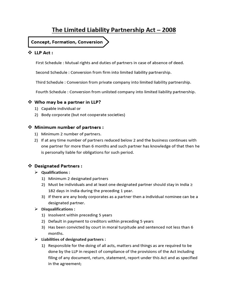 The Limited Liability Partnership Act | PDF | Limited Liability ...