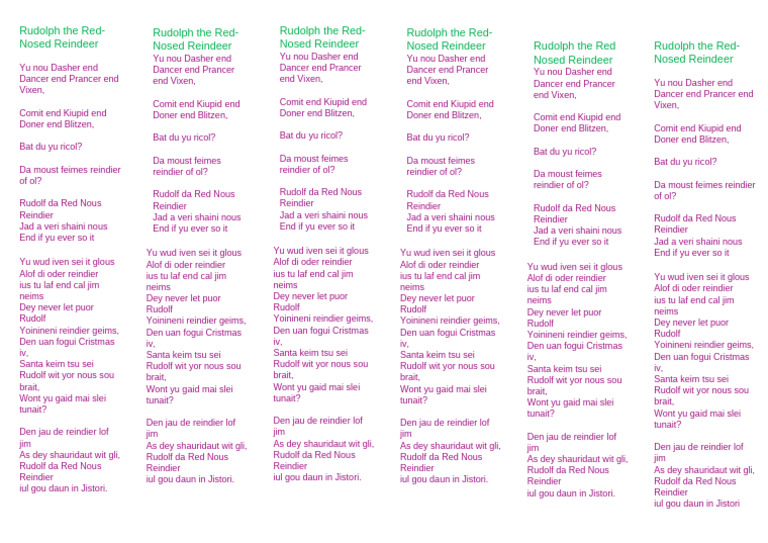 Rudolph the Red-Nosed Reindeer Poem | PDF | Santa Claus's Reindeer ...