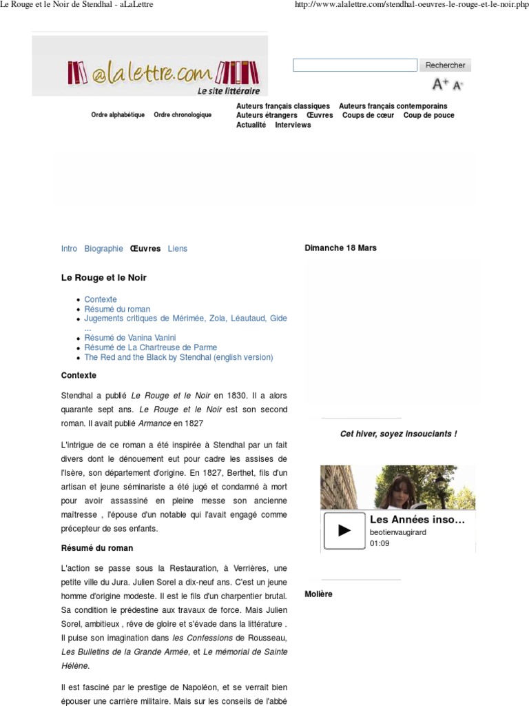 Résumé Rouge Et Le Noir Par Chapitre