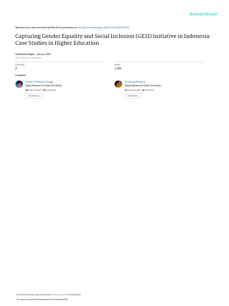 Capturing Gender Equality and Social Inclusion GES | PDF | Social ...