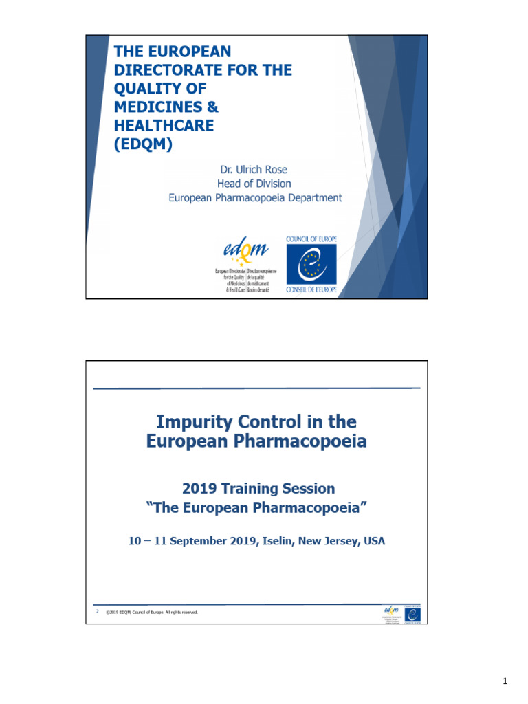 Impurity Control in European Pharmacopoeia | PDF | Chemistry