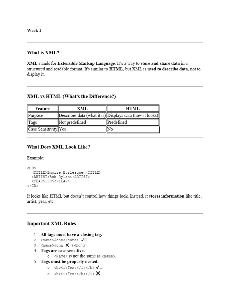 Understanding XML Basics and DTDs | PDF | Xml | Html Element