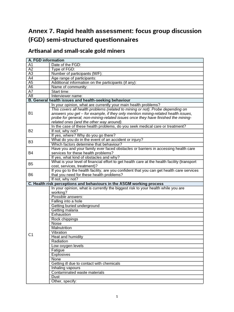Annex 7 Rha FGD Questionnaires Final 16feb2021 | PDF | Chess | Chess Theory