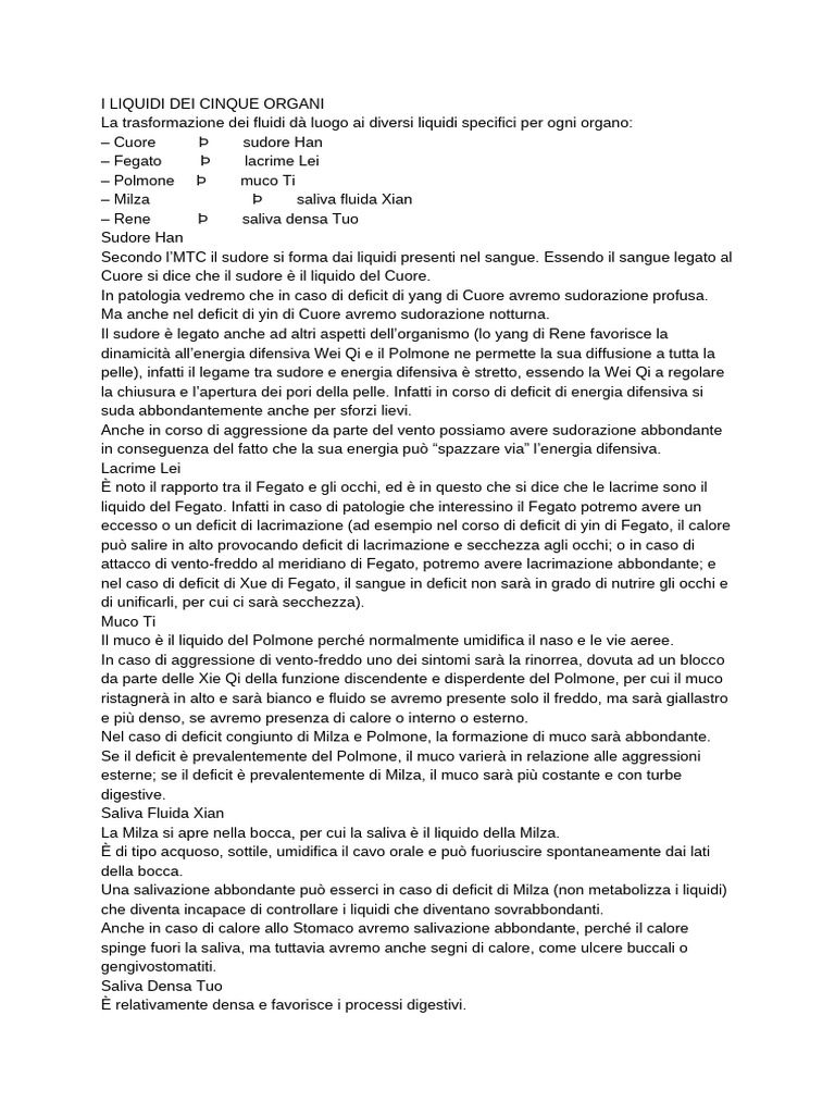 I Liquidi Dei Cinque Organi | PDF