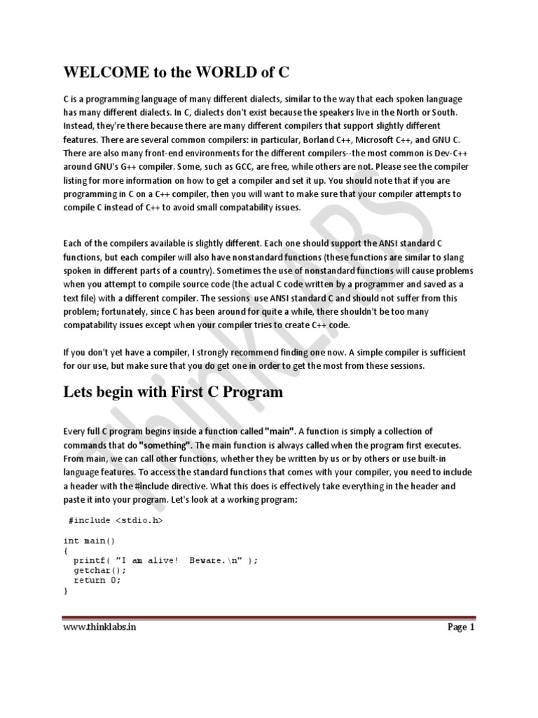 C Programming Basics | PDF
