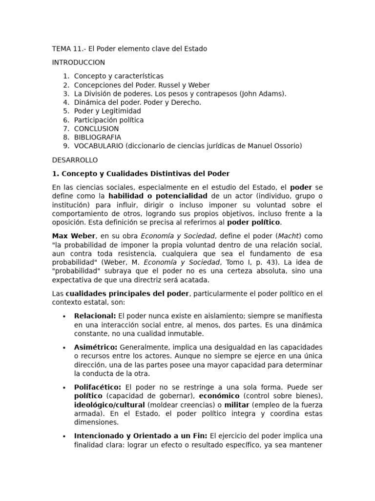 El Poder: Clave del Estado Moderno | PDF | Separación de poderes ...