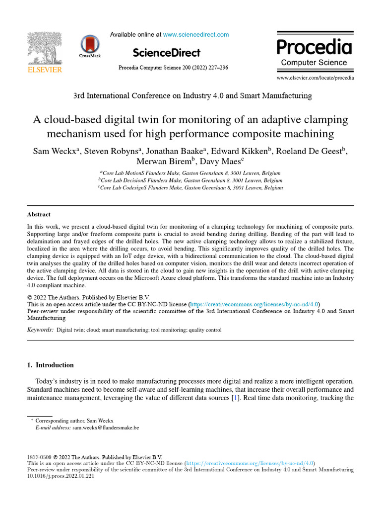 A Cloud Based Digital Twin For Monitoring of An Adaptive CL 2022 ...