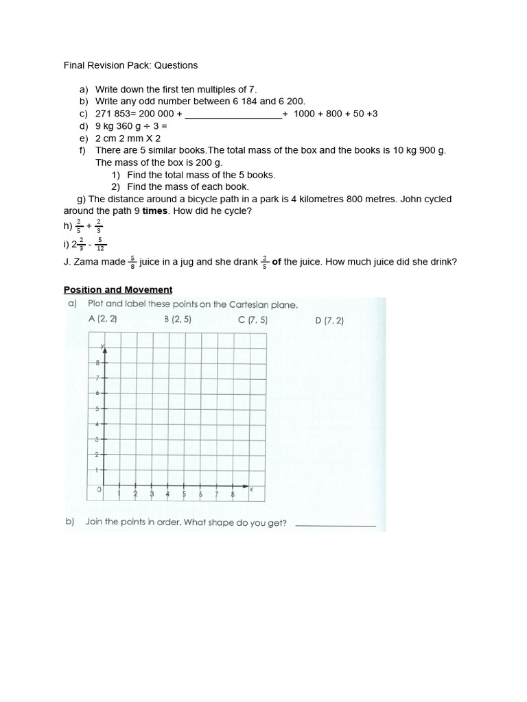 Math Revision Questions and Exercises | PDF
