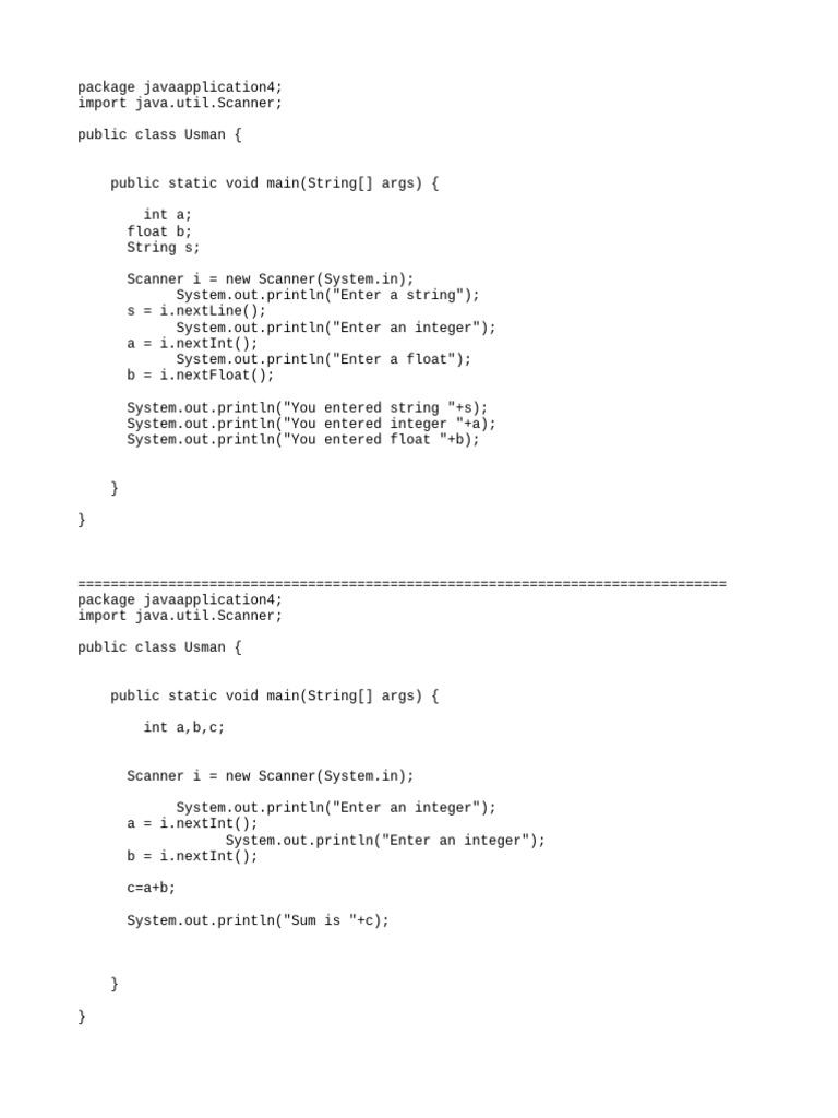 Java Input and Arithmetic Operations | PDF | Integer (Computer Science ...