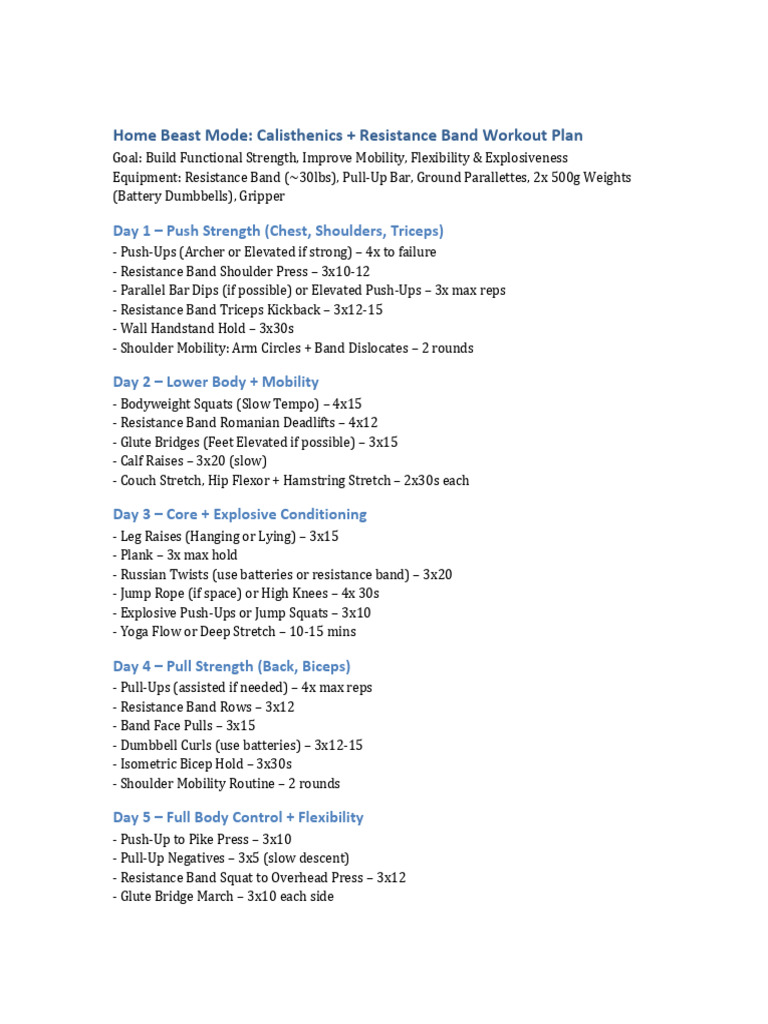 Beast Mode Calisthenics Workout Plan | PDF
