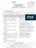 Notes For Guidance For Application Form Postgraduate Laws Programme