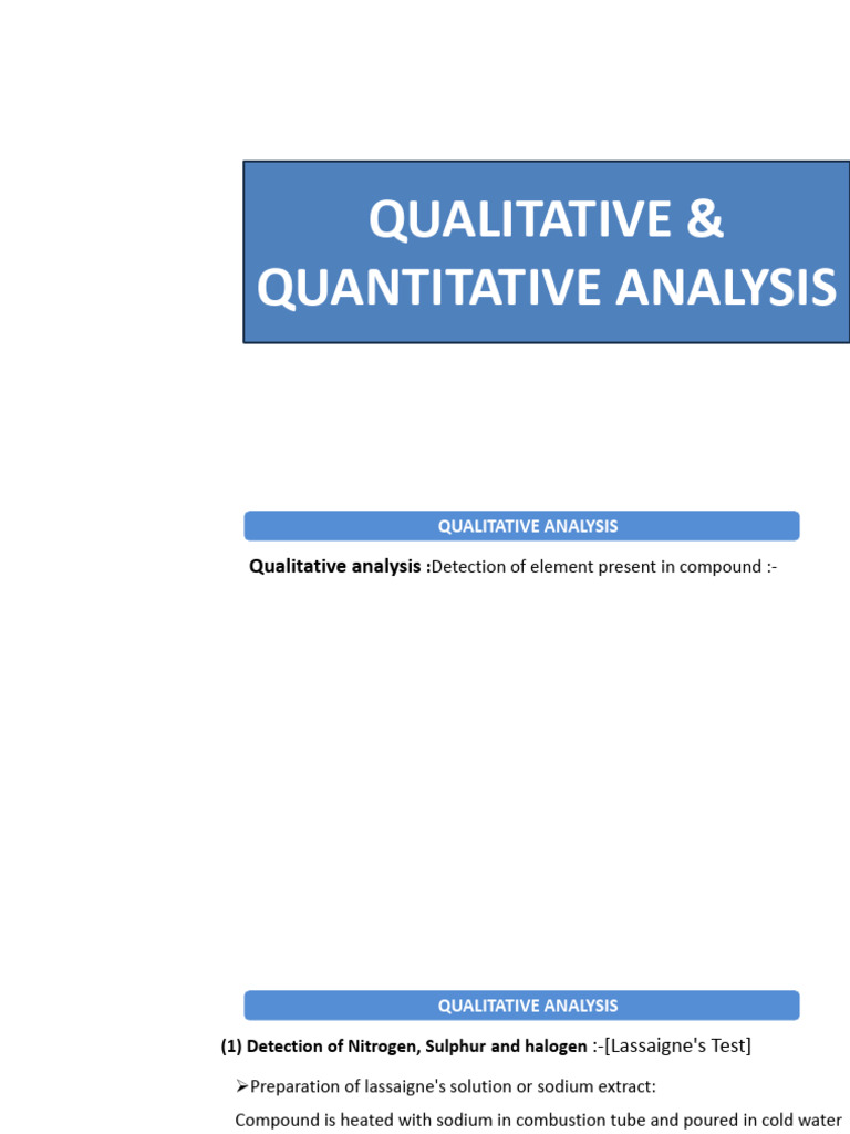 Organic Compounds Analysis Methods | PDF | Cyanide | Salt (Chemistry)