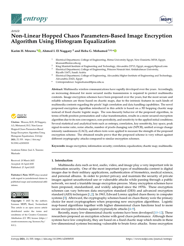 Non-Linear Hopped Chaos Parameters-Based Image Enc | PDF | Cryptography ...