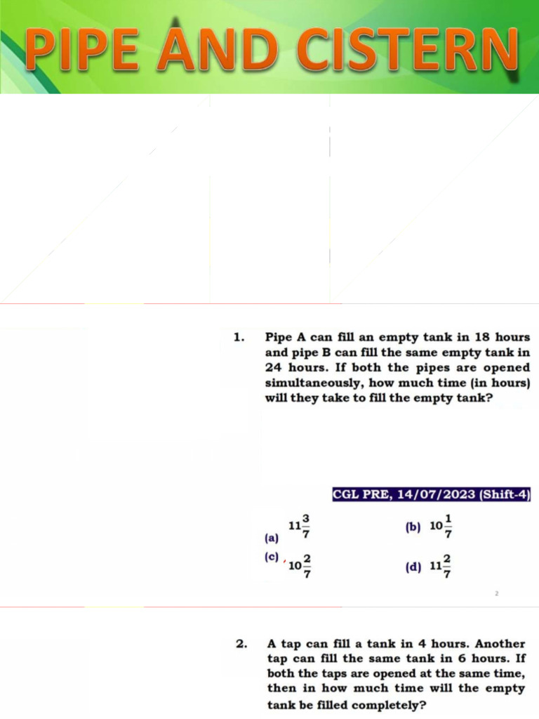 128 Pipe Cistern Pipe Cistern Class Notes 1 Pdf