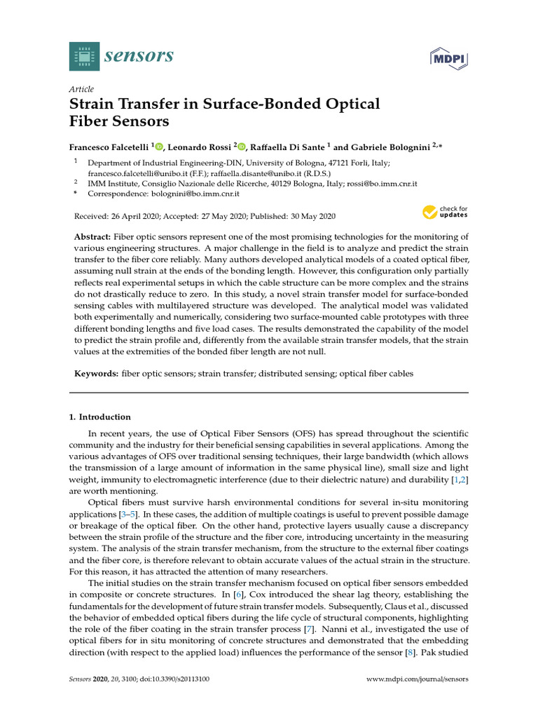 Sensors 20 03100 | PDF | Optical Fiber | Stress (Mechanics)