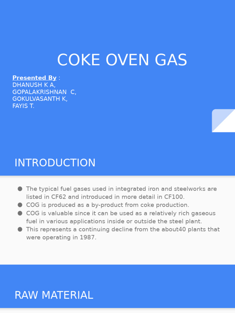 Coke Oven Gas Composition and Uses | PDF