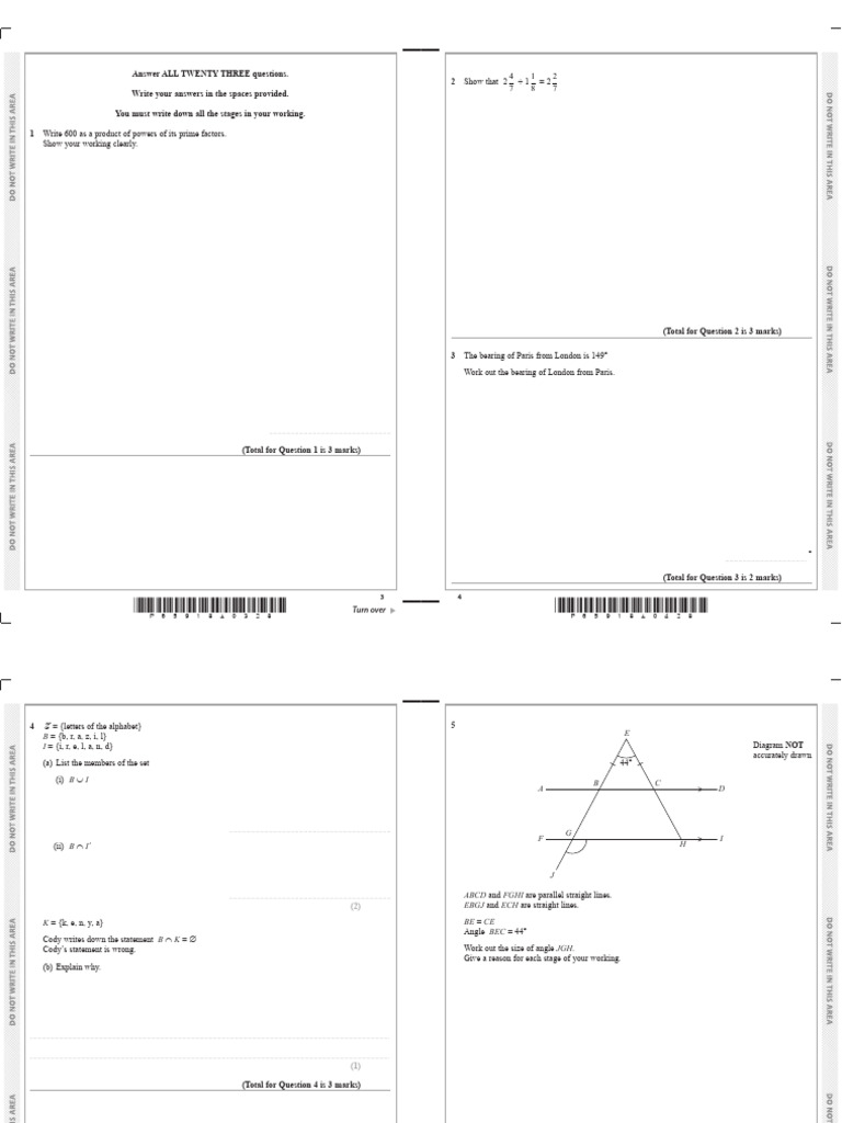 Math Exam: 23 Questions with Solutions | PDF | Mathematics