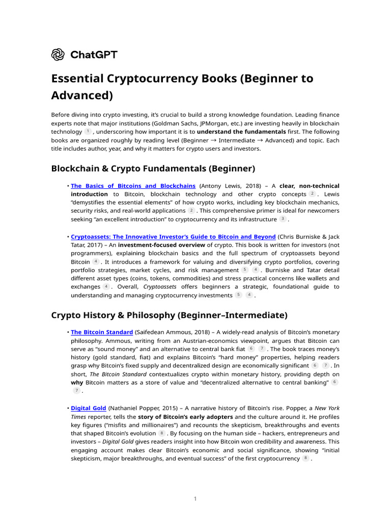 Essential Cryptocurrency Books (Beginner To Advanced) | PDF |  Cryptocurrency | Bitcoin