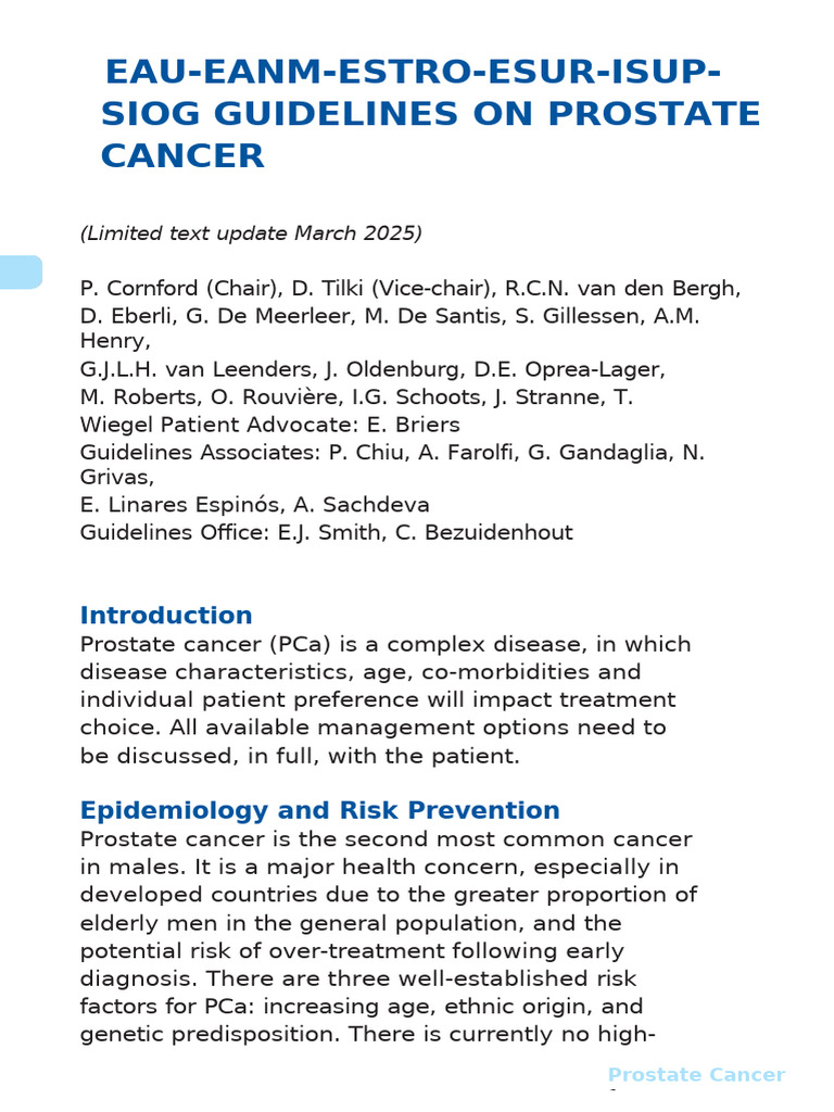 Prostate Cancer Guidelines 2025 Update | PDF | Prostate Specific ...