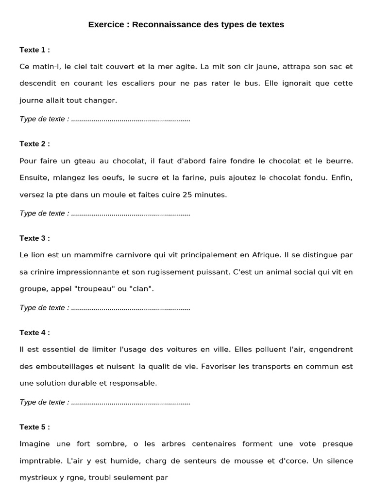 Reconnaissance des types de textes | PDF