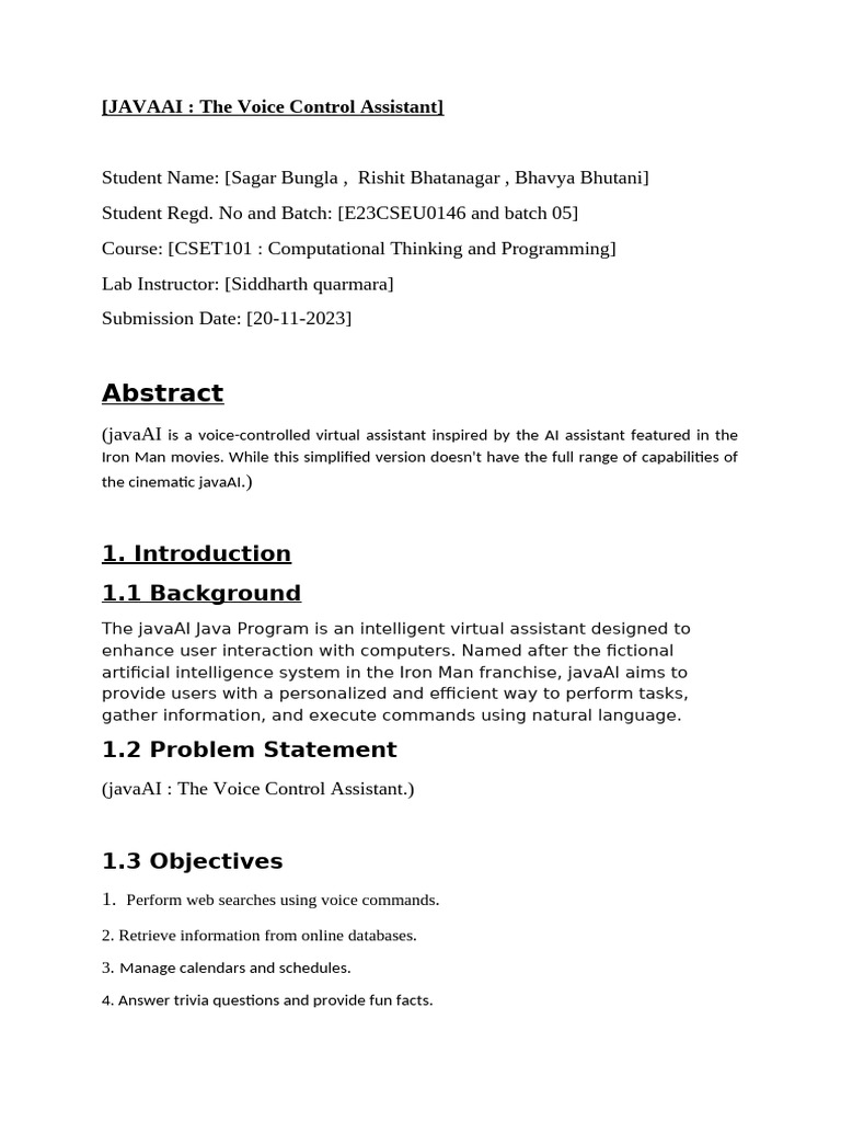 Voice-Controlled Java AI Assistant | PDF | Speech Recognition | Speech ...