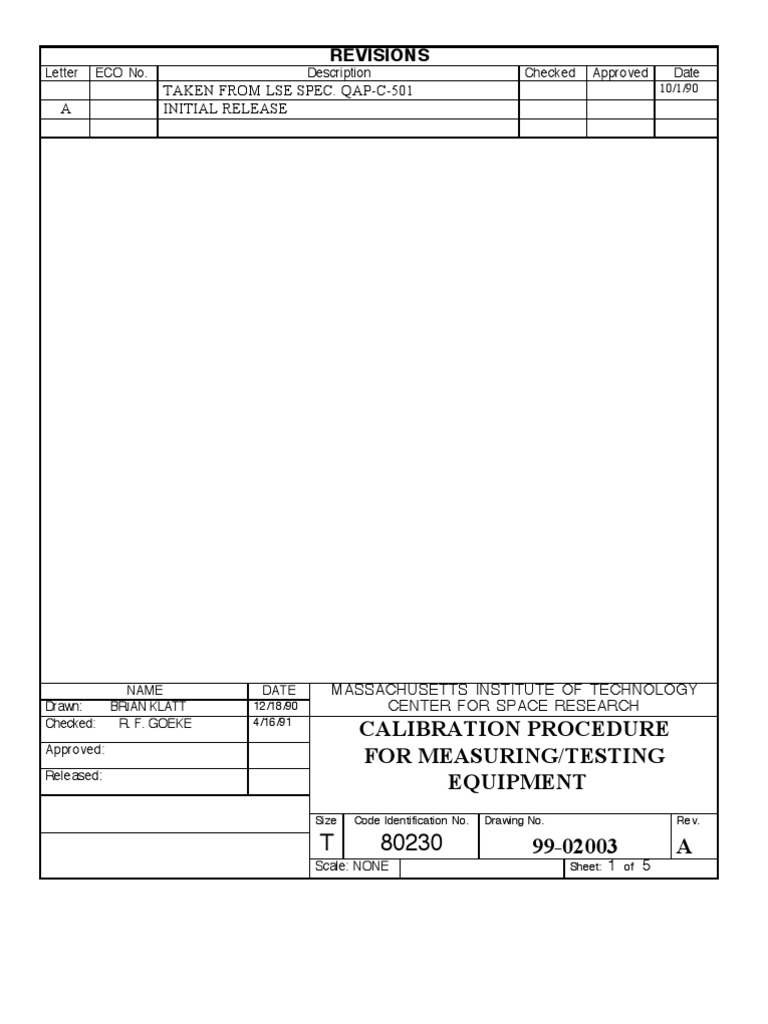 Calibration Procedure for Testing Equipment | PDF | Calibration ...