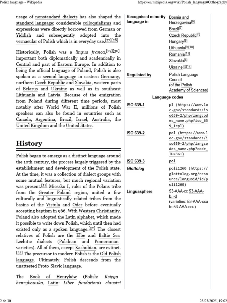 History of the Polish Language | PDF | Poland | Linguistics