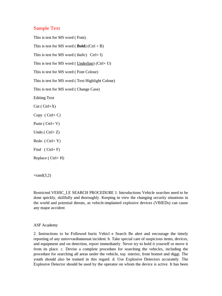 Short Keys Computer | PDF | Trunk (Car) | Microsoft Word