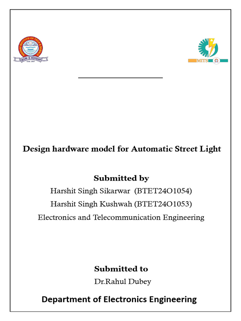 Automatic Street Light System Design | PDF | Transistor | Resistor